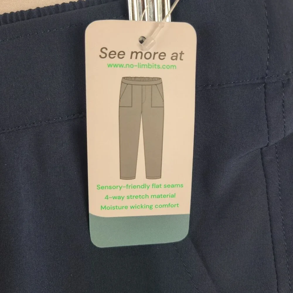 NWT No Limits Men's Sensory Friendly Moisture Wicking Stretch Pants Navy Sz XL